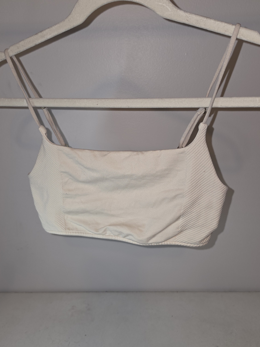 Anthropologie Neutral Cream Ribbed Bra